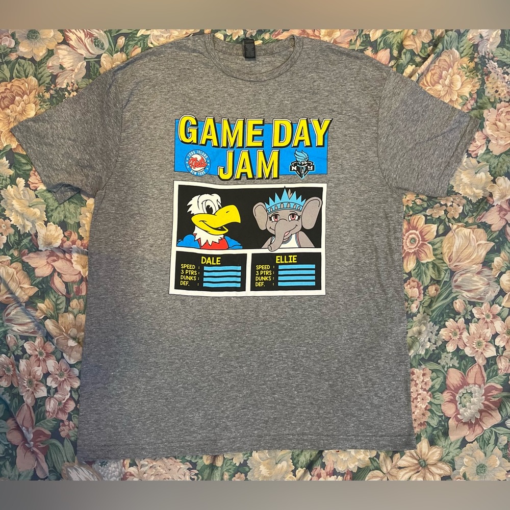 Gildan Gray 'Game Day Jam' Graphic Tee with Yellow & Blue Print
